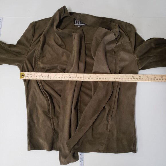 Kut From The Kloth XS Olive Green Faux Suede Waterfall Open Front Jacket Casual - Picture 3 of 6